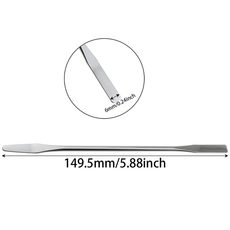 heyous 4PCS 150mm/5.9inch Laboratory Miniature Dual Head Spatula Semi Miniature Spatula Tapered Arrow Flat Head Silver Stainless Steel Miniature Dual Head Spatula Suitable for Science Lab and Craft - Image 2